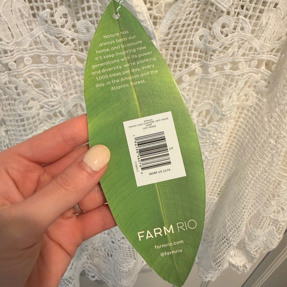 FARM Rio White Crochet Lace Button-Front Blouse - Picture 5 of 5